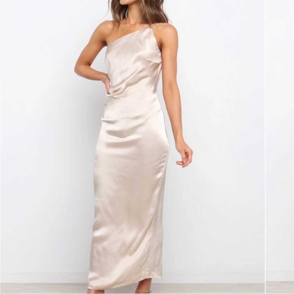 Petal and Pup Tienna One Shoulder Long Maxi Dress Champagne Size 8 - Picture 3 of 9